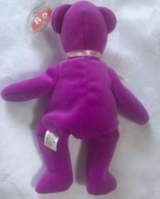 TY Beanie Baby Old Face Teddy Magenta 2nd Gen Swing ❤️/1st Gen Tush tags 3