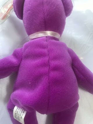 TY Beanie Baby Old Face Teddy Magenta 2nd Gen Swing ❤️/1st Gen Tush tags 4