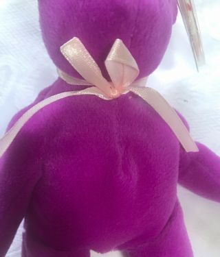 TY Beanie Baby Old Face Teddy Magenta 2nd Gen Swing ❤️/1st Gen Tush tags 5