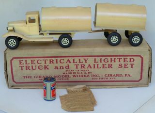 1935 N - O - S Girard/marx Toyland Diary Truck & Trailer Electrically Lighted/box