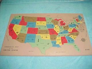 Complete Sifo Toys Wooden Tray Puzzle Map United States 1950s,  Great Shape