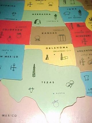 COMPLETE Sifo Toys wooden tray puzzle map United States 1950s,  great shape 5