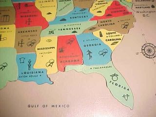 COMPLETE Sifo Toys wooden tray puzzle map United States 1950s,  great shape 6