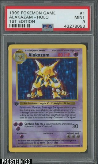 1999 Pokemon Game 1st Edition 1 Alakazam - Holo Psa 9