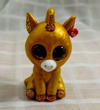 Ty Beanie Mini Boos Golden Unicorn Chaser Glitz Figure 2.  5 "