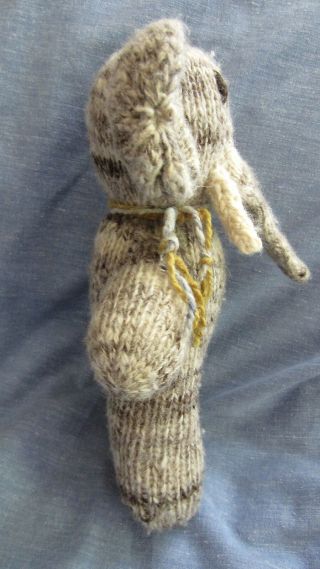 Hand Knitted Wool Gray & Tan Elephant Plush Stuffed Animal Handmade Toy 2