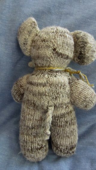 Hand Knitted Wool Gray & Tan Elephant Plush Stuffed Animal Handmade Toy 3