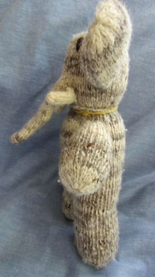 Hand Knitted Wool Gray & Tan Elephant Plush Stuffed Animal Handmade Toy 4