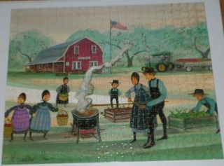 P Buckley Moss " Apple Butter Makers " 500 Piece Ceaco Wooden Jigsaw Puzzle