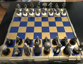 1993 The Danbury Pewter Star Wars Limited Edition Chess Set With Board
