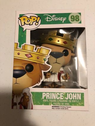 Disney Funko Pop 98 Prince John (retired) Never Opened