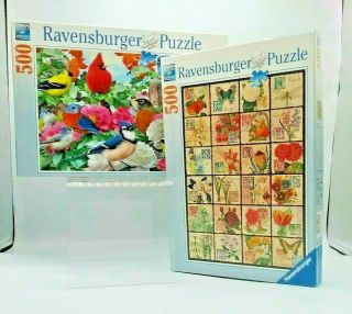 2 Vintage Flora & Garden Birds Ravensburger Jigsaw Puzzles 500 Piece Alphabet