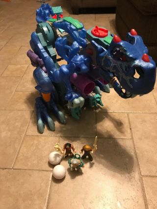 Fisher Price Imaginext Ultra T - Rex Ice Dinosaur Walking Stomping With 3 Figures
