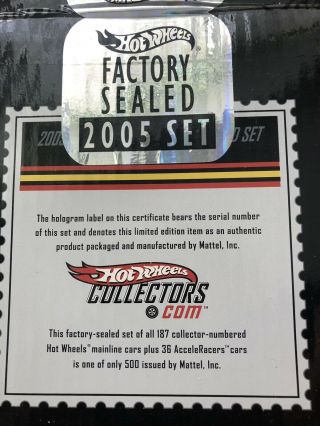 Hot Wheels 2005 Complete Set Factory.  Never Removed From Box.