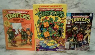 Vintage 1989 Tmnt Mutant Ninja Turtles Colorforms W/ 1 Comic Book & Coloring