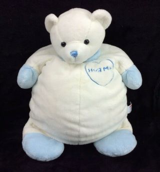 Aurora Baby Teddy Bear Blue White Hug Me Heart Plush Stuffed Animal Soft Toy 16 "