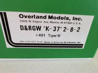On3 Brass Denver & Rio Grande K - 37 491 from Overland Models 12