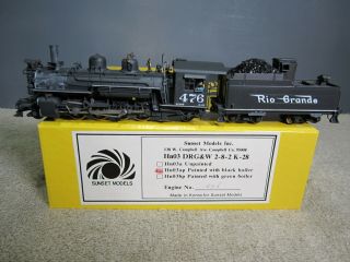 Hon3 Brass D&rgw K - 28 Sunset Models Pro Painted With Lights Box Tro