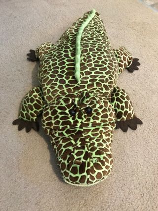 Old Navy Green & Brown Spotted Alligator Crocodile Plush Stuffed Animal 44 "