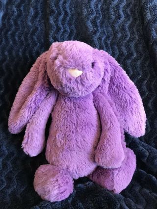 Jellycat Bashful Bunny Rabbit Plush Purple Violet Lavender Lovey 12 " Retired Euc