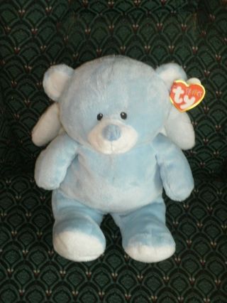 Ty Pluffies 8 " Little Angel (blue Bear) Sewn Eyes Mwmt Retired Rare Tylux