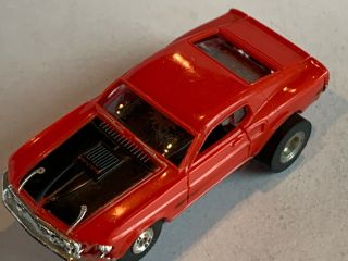 Vintage Aurora Thunderjet 500 1969 Ford Mustang Mach 1 Ho Slot Car In Red