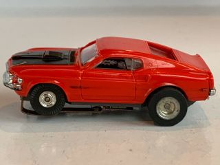 Vintage Aurora Thunderjet 500 1969 Ford Mustang Mach 1 HO Slot Car In RED 2