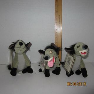 Set Of 3 Hyenas Lion King Disney Store 8 " Bean Bag Plush Dolls Ed Shenzi Banzai