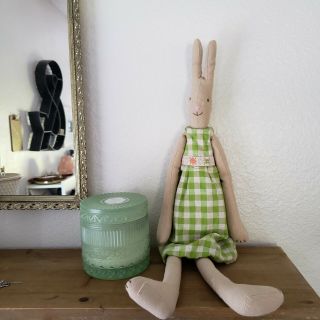 Maileg Bunny Rabbit With Green Gingham Dress Size 3 20 Inches In Length