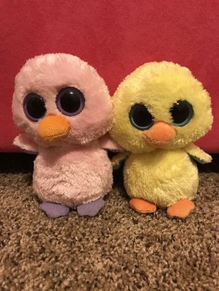 Ty Beanie Boos Set Of 2 Goldie The Chick And Posy The Duck.  No Hang Tags.