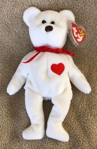 Rare: 1993 Valentino The Bear Ty Beanie Baby With Brown Nose & Multiple Errors