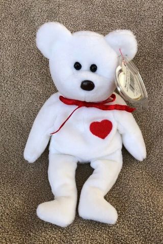RARE: 1993 Valentino The Bear Ty Beanie Baby with Brown Nose & Multiple Errors 2