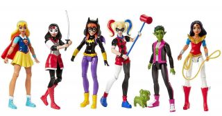 Dc Hero Girls 6pc Figures Wonder Woman Beast Supergirl Harley Mattel Deals