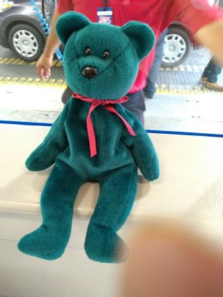 Ty Beanie Baby - Teddy Jade - Face (no Hang Tag - 1st Gen Tush Tag)
