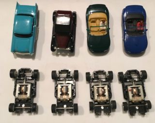 4 Rare Tyco Slot Cars HP7 - ‘57 Chevy,  Ford Roadster,  and 2 Mazda Miata’s - 2