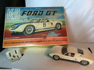 Vintage K&b Ford Gt Slot Car With Lid From Box & Decals Estate Find