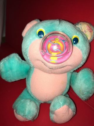 Mattel Nosy Bears Mini Shaker Mazey Bear Blue Pink Plush 7 " Rare