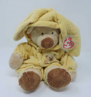 Baby Ty Pluffies Pj Bear Bunny Removable Pajamas Plush Yellow Love To Baby 12 "