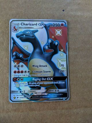Shiny Charizard Gx Sv49/sv94 - Slight Wrinkle Hidden Fates Pokemon Card Single