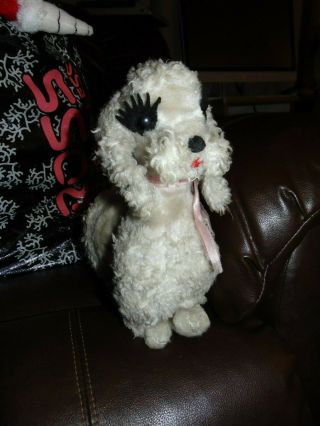 Vintage Rushton Star Creation White Poodle With Pink Ribbon
