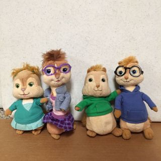 Ty Beanie Baby Alvin And The Chipmunks Set Of 4 Beanbag Stuffed Animals Euc Ar50