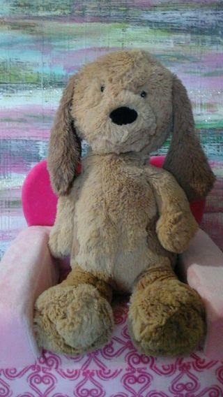 Pottery Barn Kids Pbk Plush Puppy Dog Tan Brown Spot Frankie Lovey Baby Toy 17 "