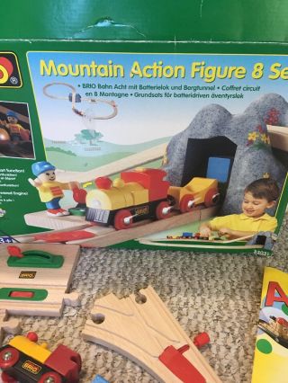 Brio Wooden Train Mountain Action Figure 8 Set With Battery Powered Train 2001