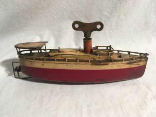 Ives Sally Early 1900s Tin Wind Up Boat Clockwork Motor