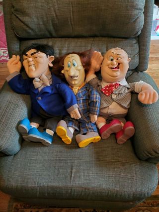 Vintage Three 3 Stooges 22 " Curly,  Moe And Larry Dolls 1996 Tv Pals