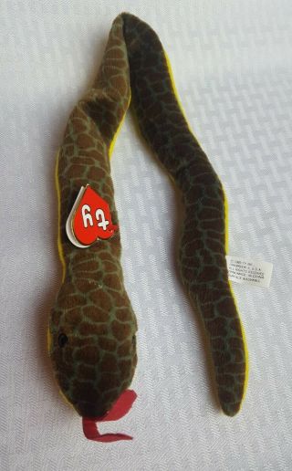 Ty Beanie Baby - Slither The Snake - 2nd Gen Hang Tag 1st Gen Tush Tag