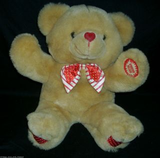 13 " Vintage Christmas Musical Teddy Bear Lights Up Stuffed Animal Plush Toy Mty