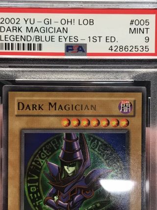 Yugioh Dark Magician LOB - 005 1st edition PSA 9 Strong,  Legend Of Blue Eyes 5