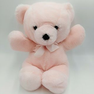 Dakin Pink Cuddles Teddy Bear Plush Satin Bow Stuffed Animal Love 15 " Vintage