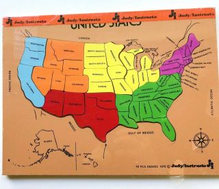 Judy Instructo Wooden Usa Map Puzzle 1976 Complete Educational Teacher Mn Rare